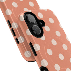 Cream & Coral Polka Dot Magnetic Phone Case by etchd, view 87