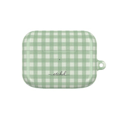 Sage & Cream Gingham AirPod Case by etchd