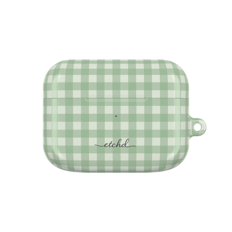 Sage & Cream Gingham AirPod Case by etchd
