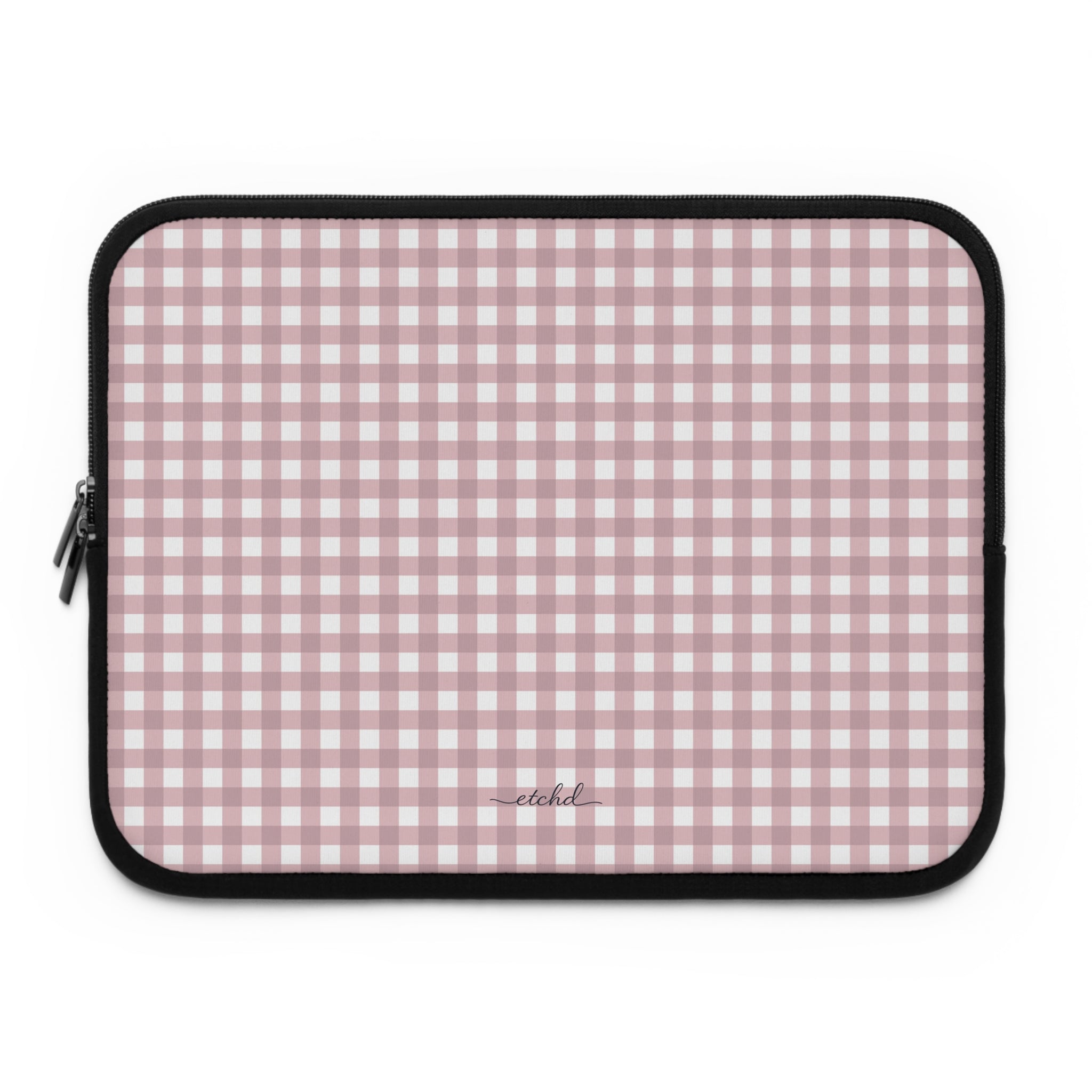 Pink & White Gingham Laptop Sleeve by etchd