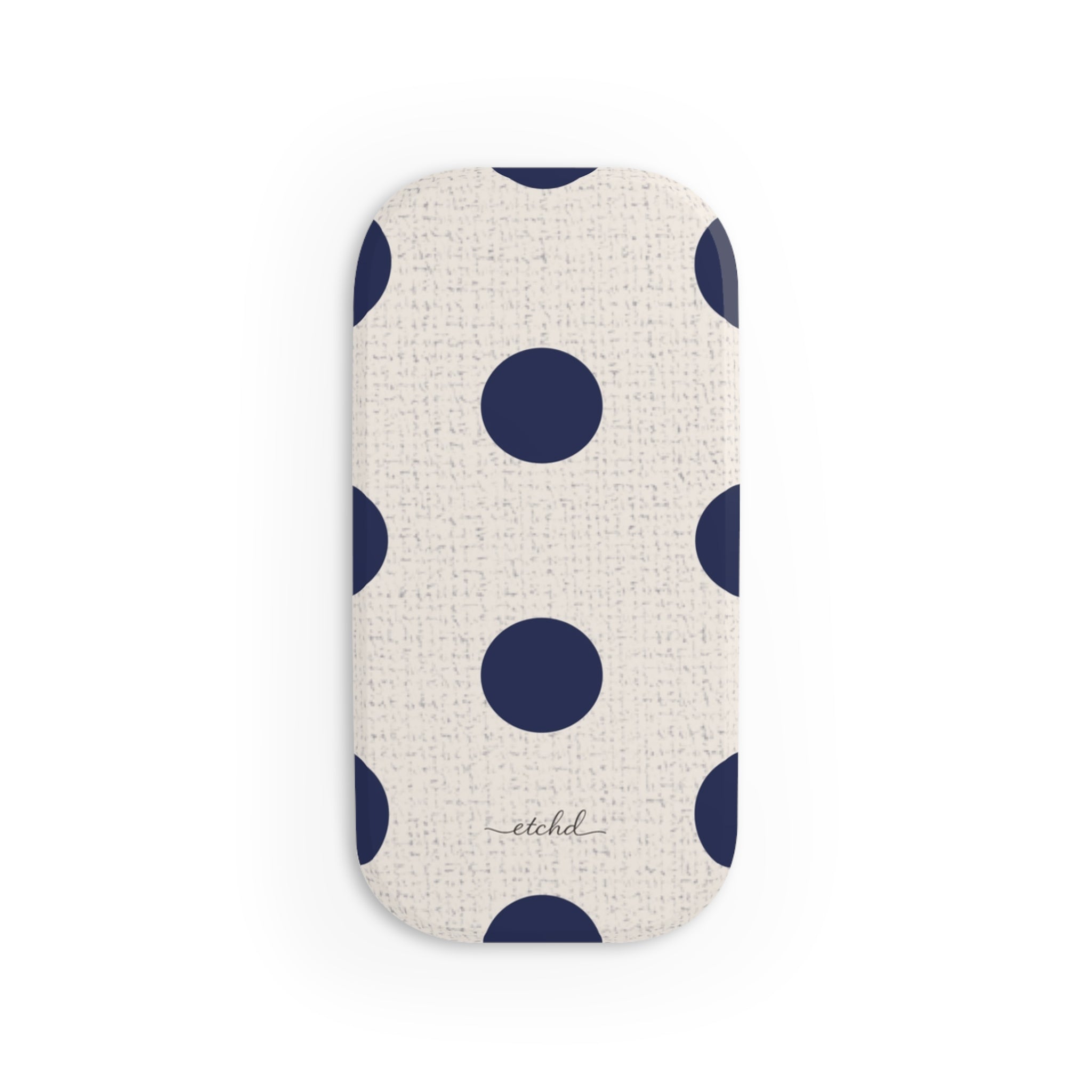 Navy & Cream Polka Dot Click-On Phone Grip by etchd, view 2