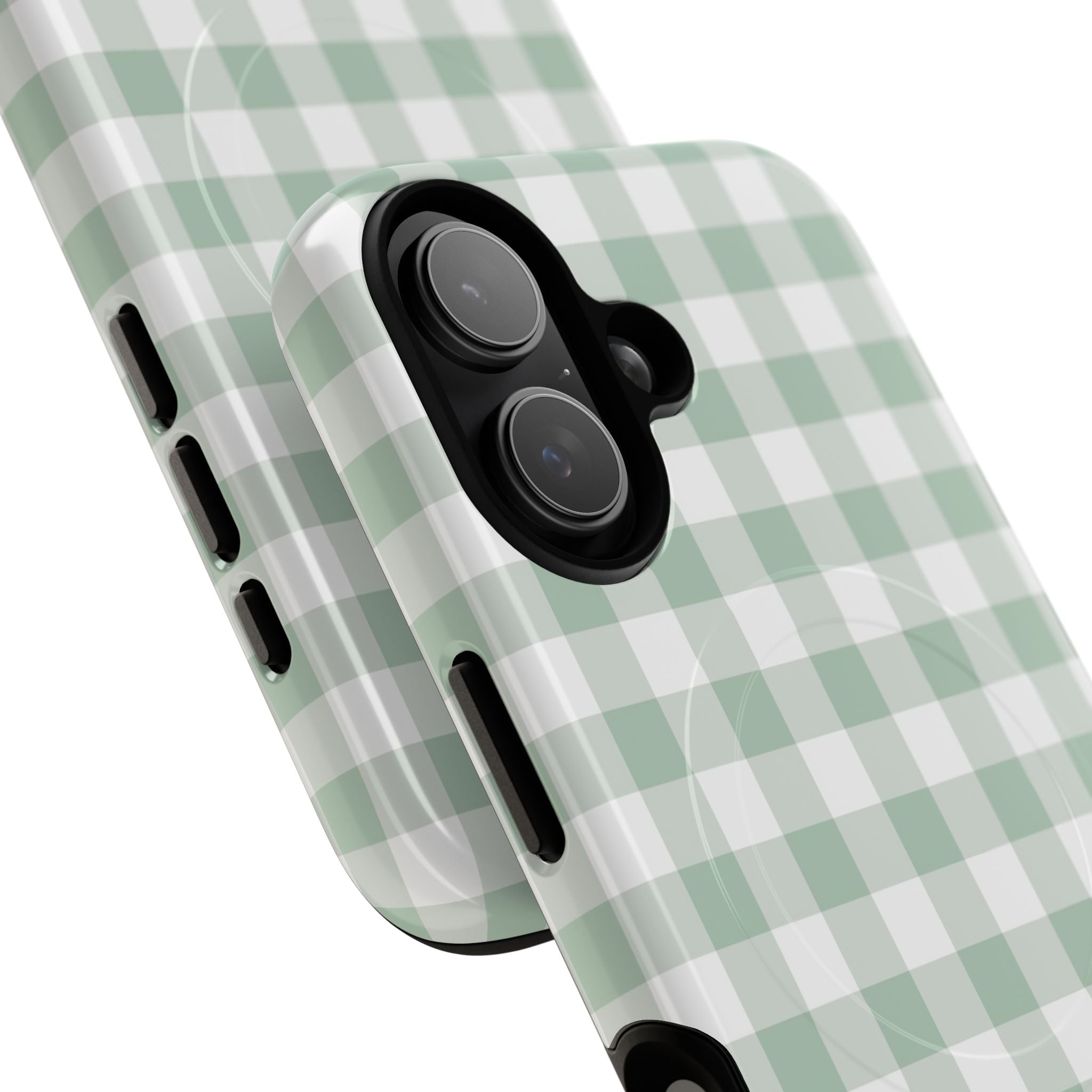 Sage & White Gingham Magnetic Phone Case by etchd, view 87