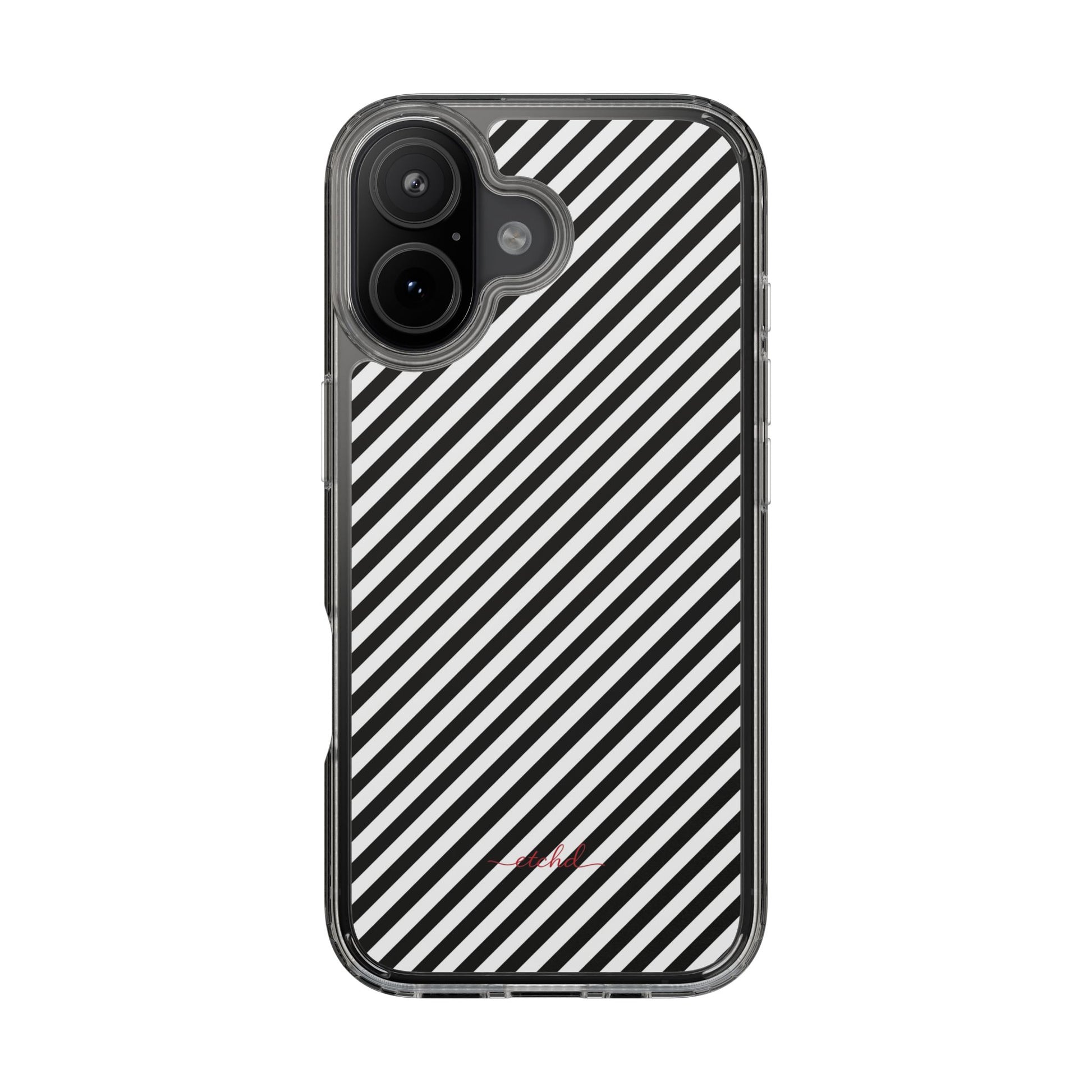 Black & White Striped Diagonal Clear Phone Case by etchd, view 35