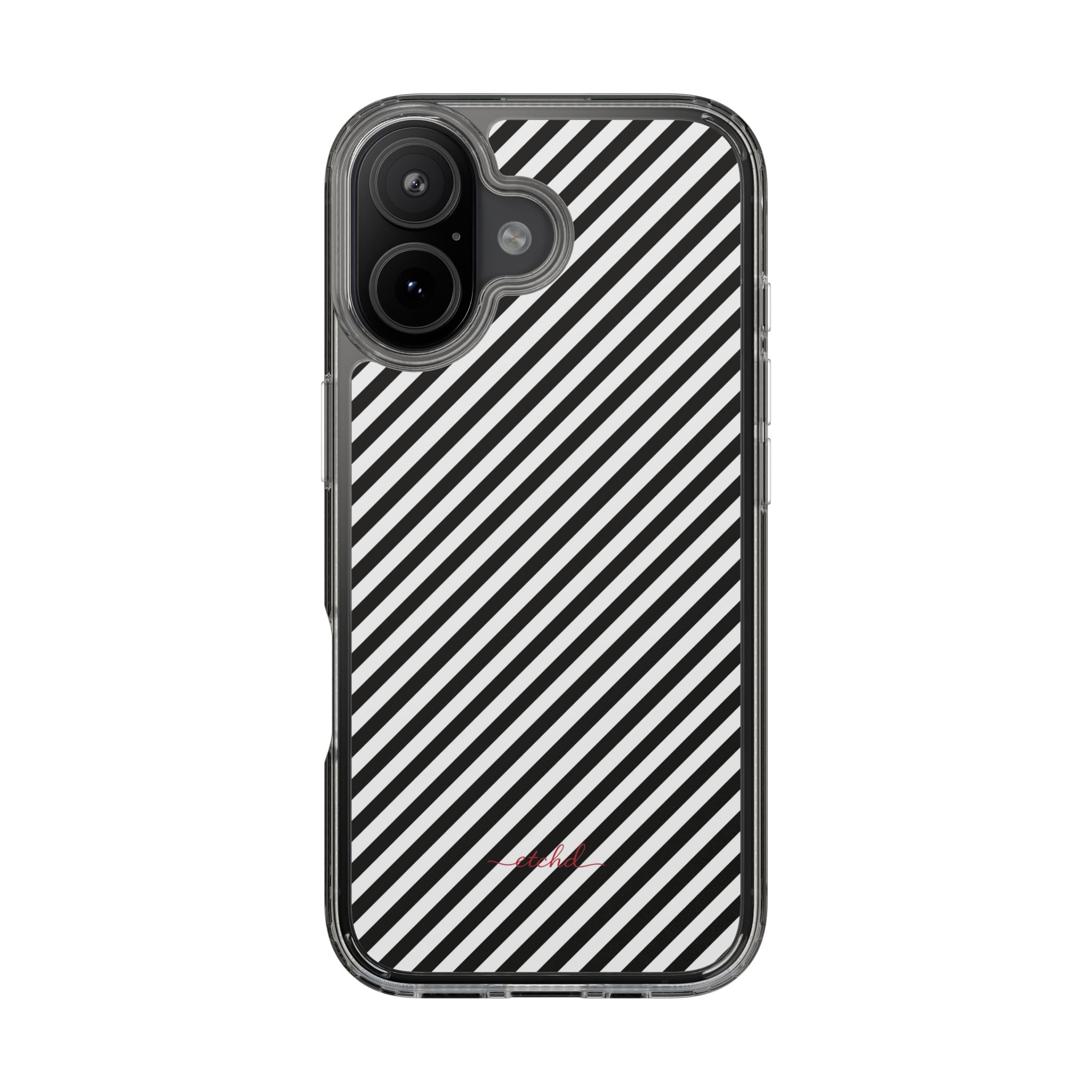 Black & White Striped Diagonal Clear Phone Case by etchd, view 35