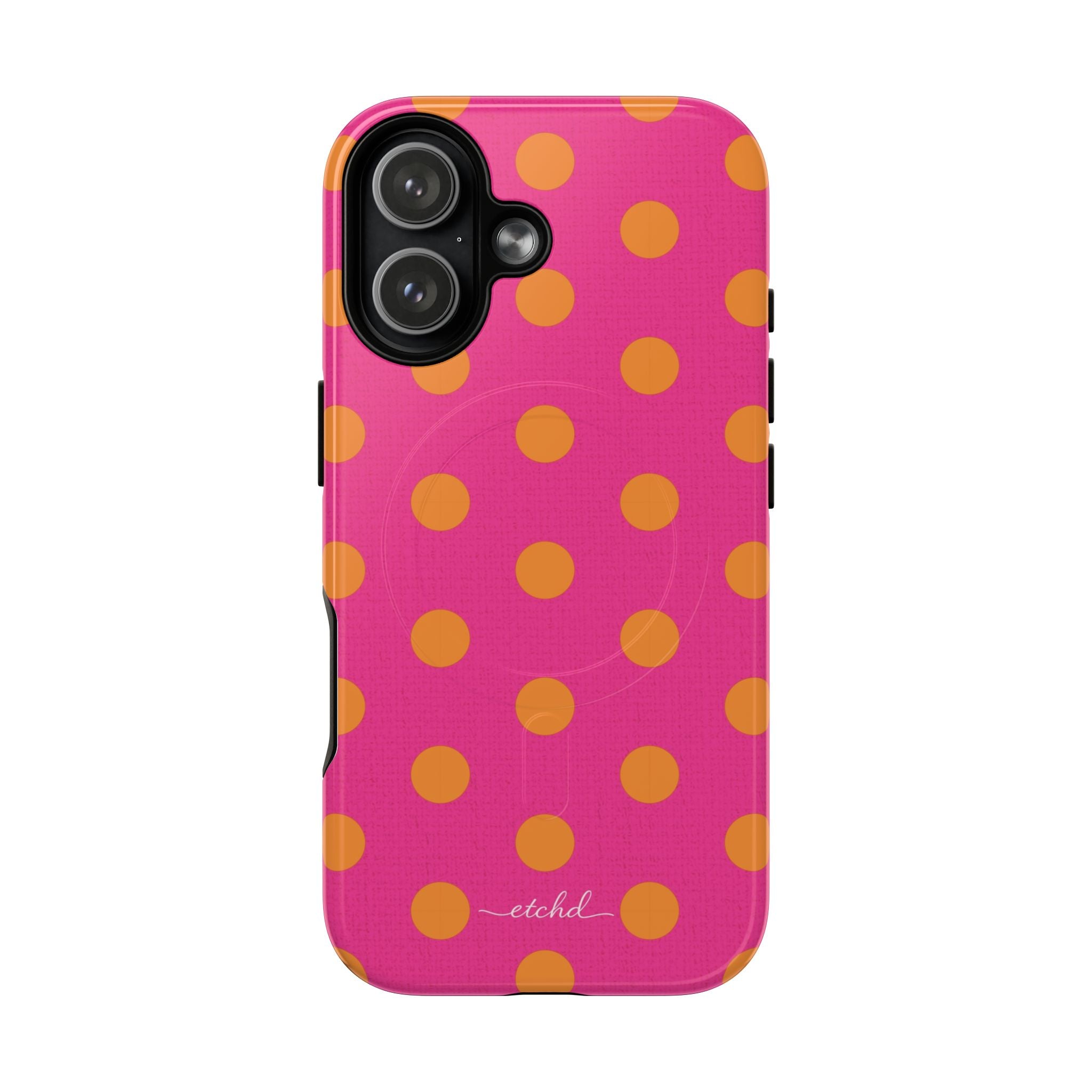 Orange And Pink Polka Dot Magnetic Phone Case by etchd, view 25