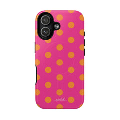 Orange And Pink Polka Dot Magnetic Phone Case by etchd, view 25