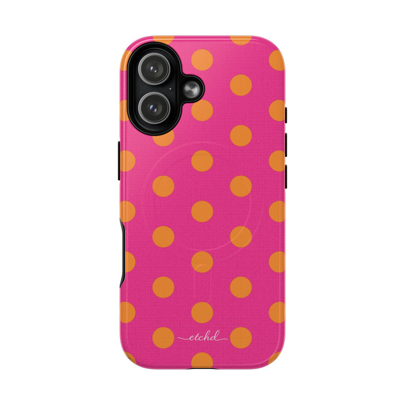Orange And Pink Polka Dot Magnetic Phone Case-zoom-