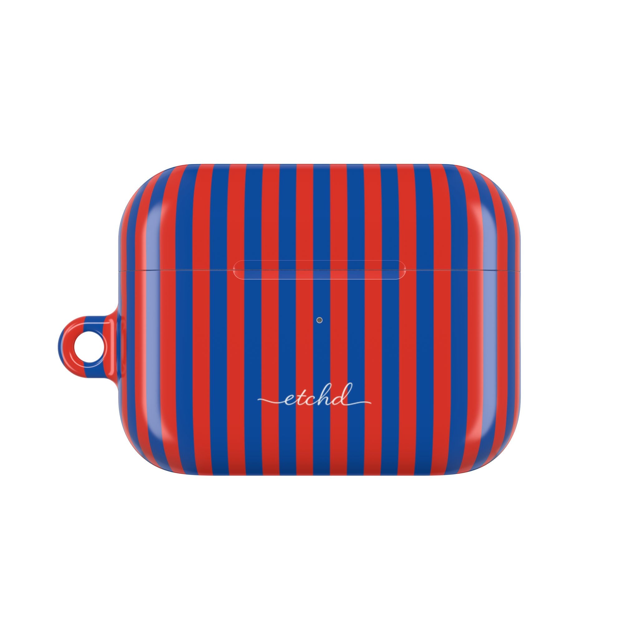Cobalt & Poppy Striped AirPod Case by etchd, view 2