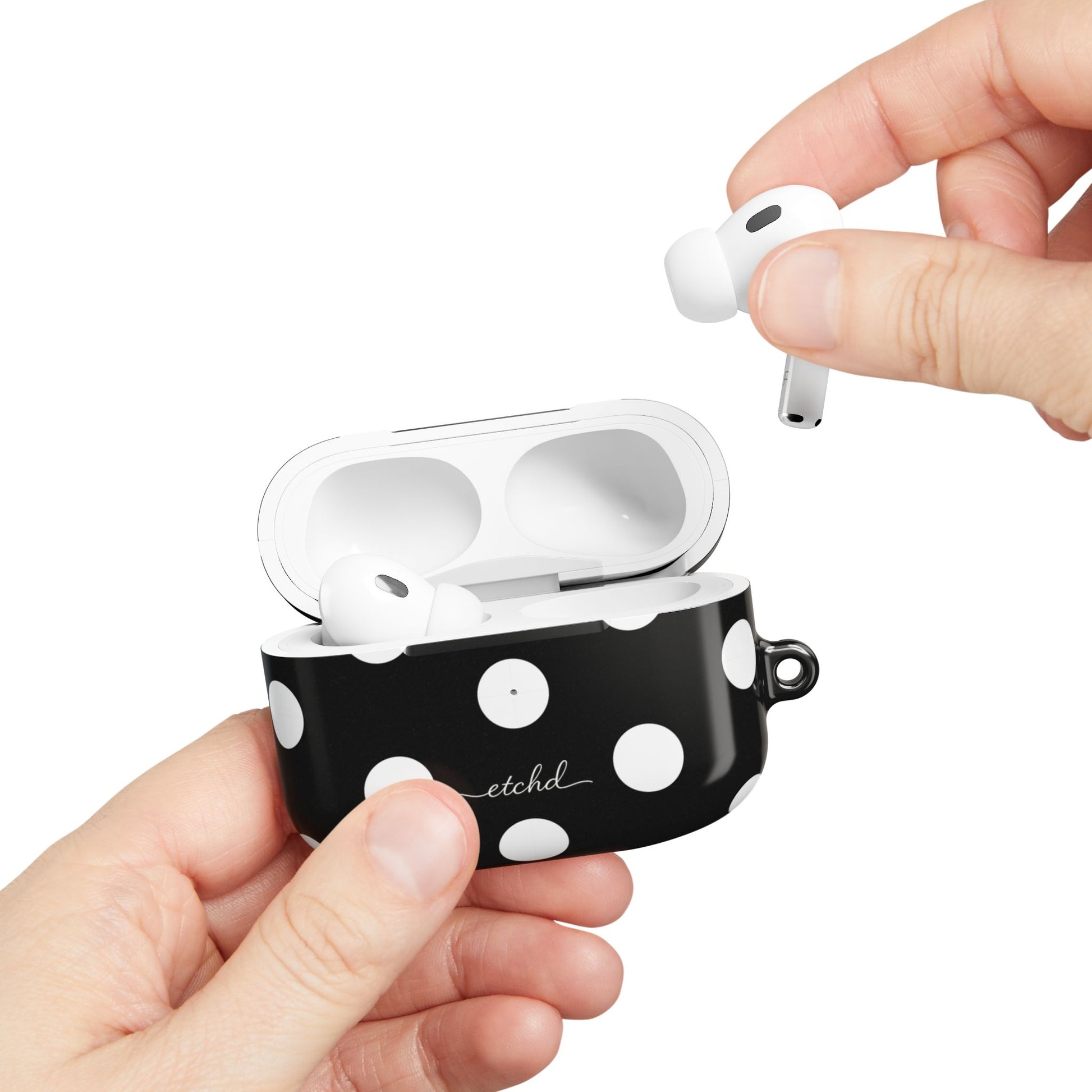 White & Black Polka Dot AirPod Case by etchd, view 11