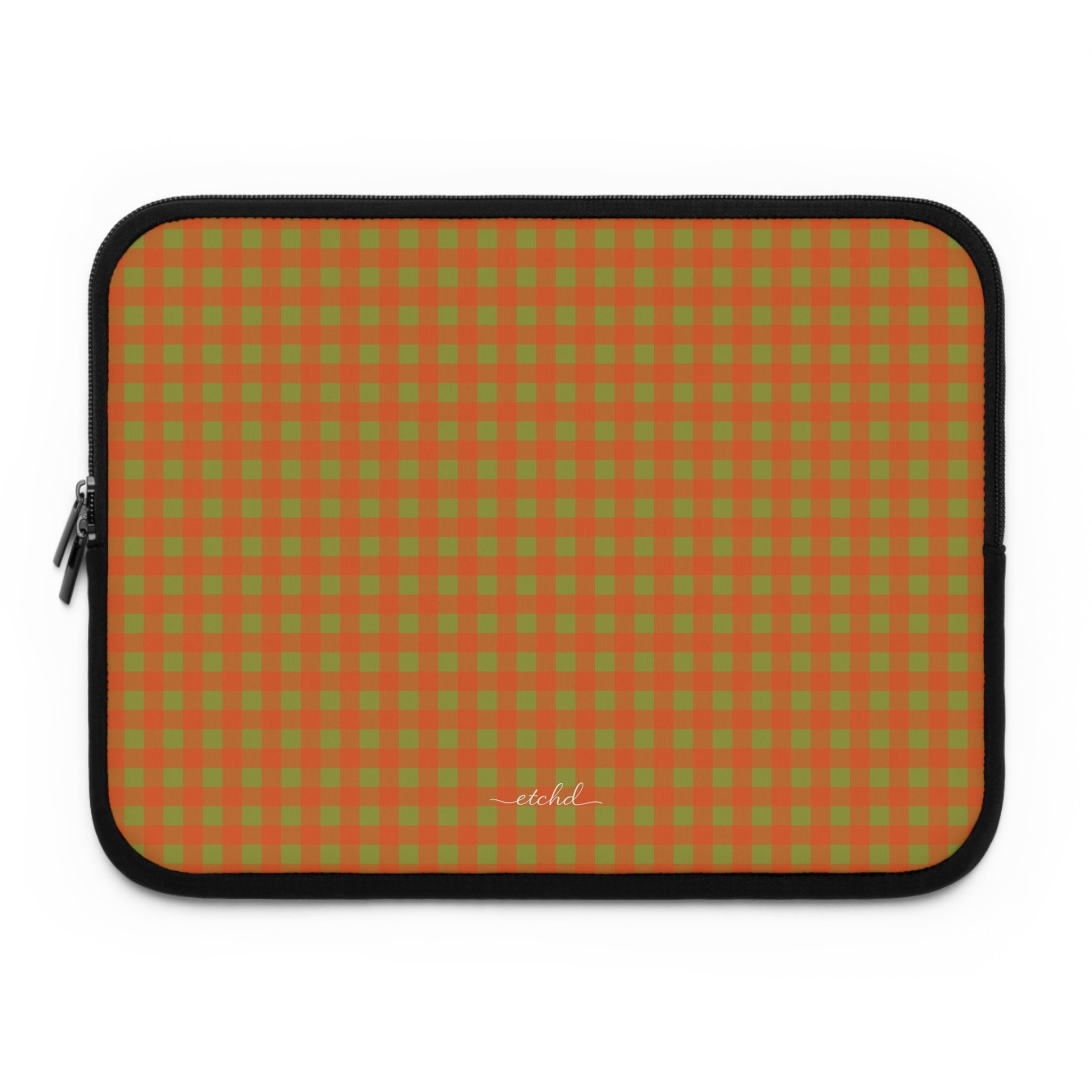 Persimmon & Wasabi Gingham Laptop Sleeve by etchd