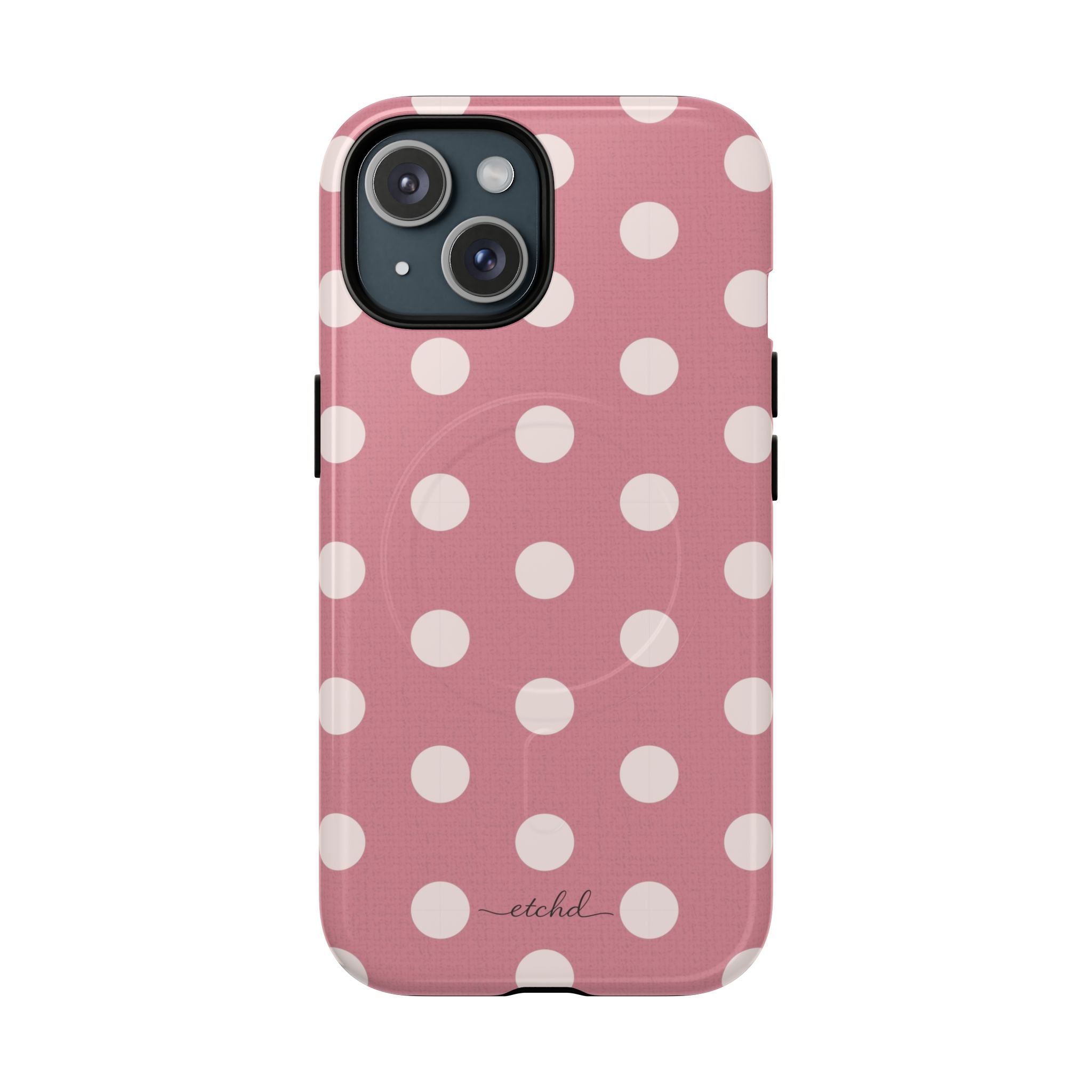 Cream & Blush Polka Dot Magnetic Phone Case by etchd, view 2