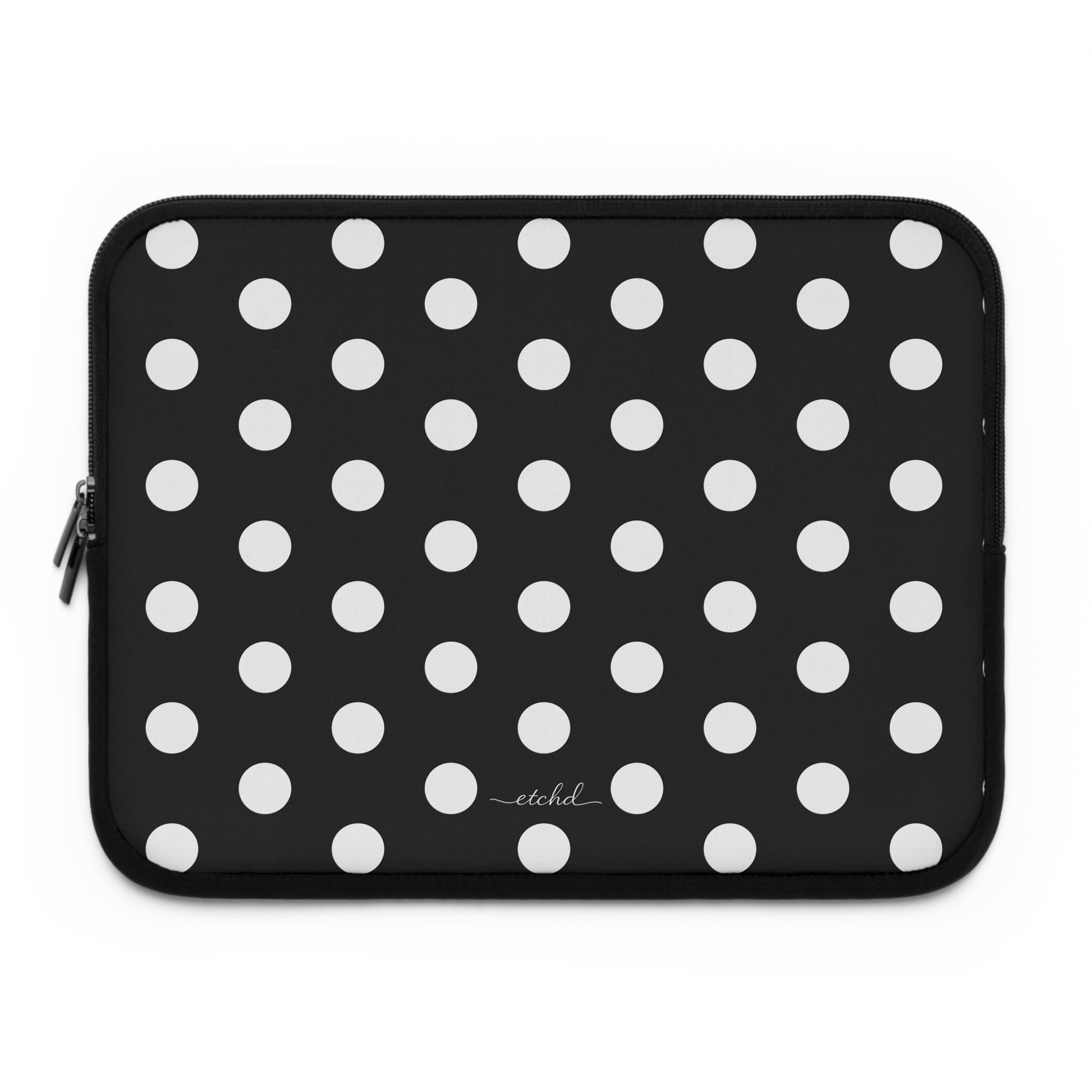 White & Black Polka Dot Housse ordinateur par etchd