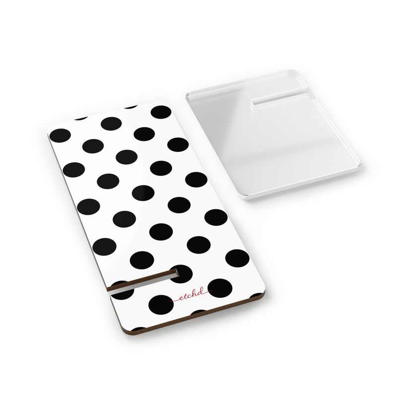 Black & White Polka Dot Support Téléphone-zoom-