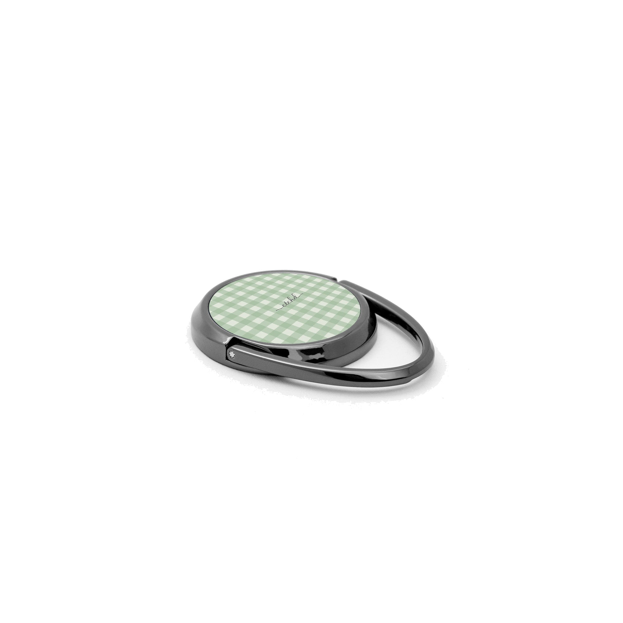 Sage & Cream Gingham Phone Ring Holder by etchd, view 2