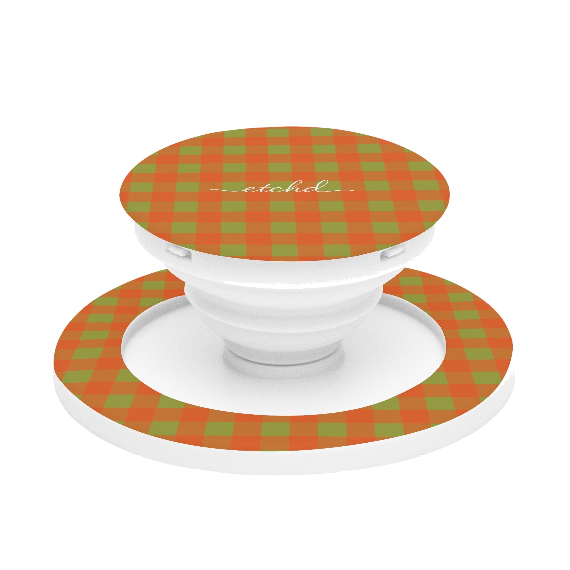 Persimmon & Wasabi Gingham Phone Grip And Stand by etchd