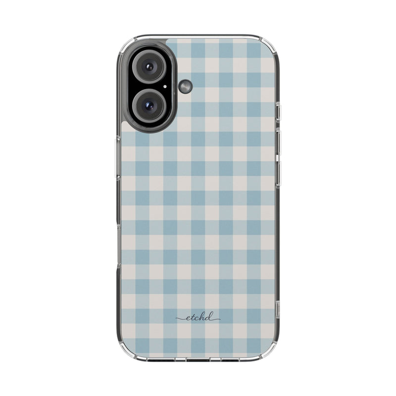 Cornflower Gingham Clear Magnetic Phone Case-zoom-