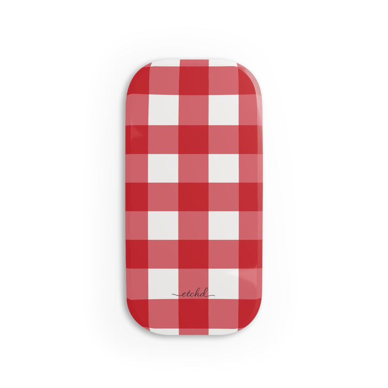 Classic Red & White Gingham Anello clip per telefono di etchd