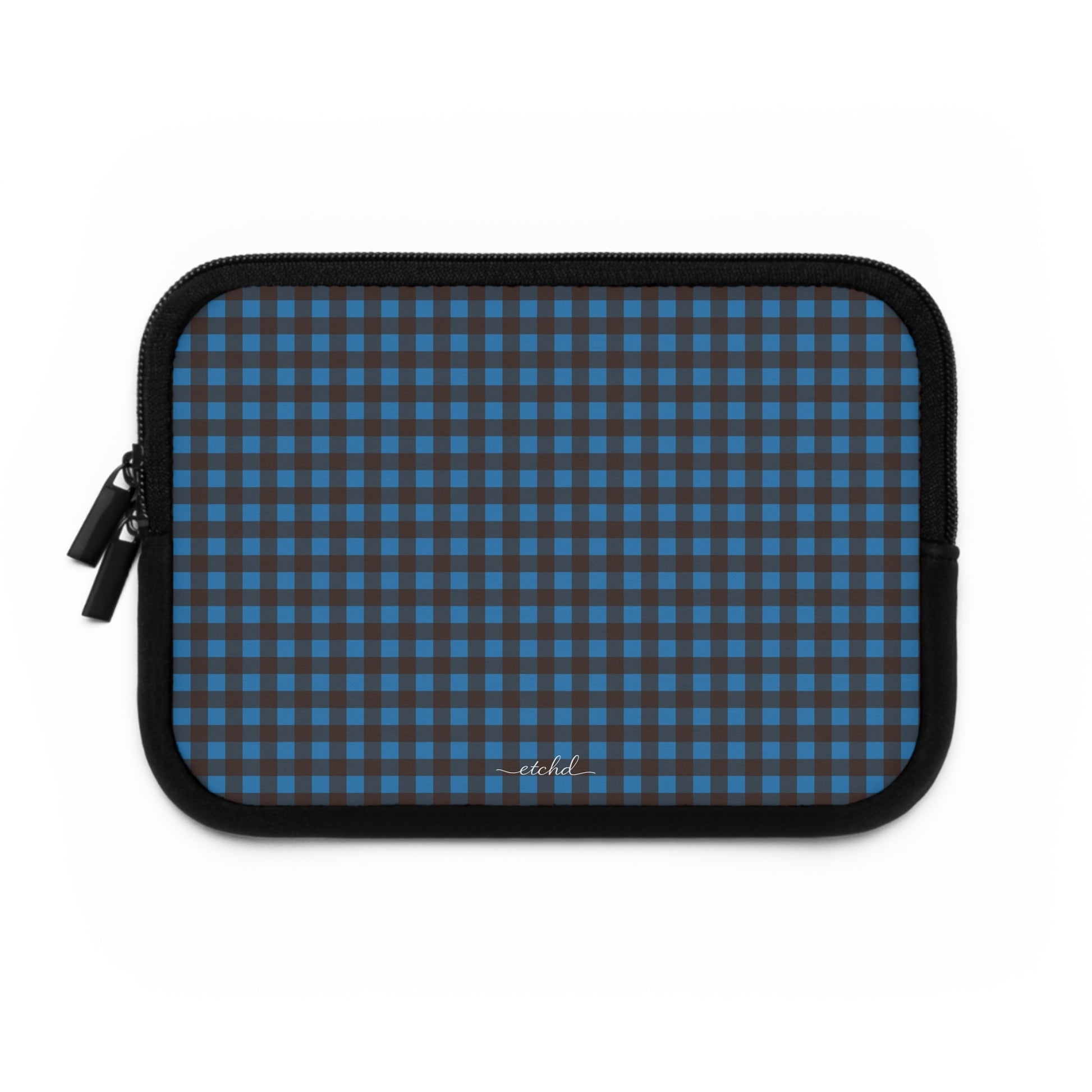 Cerulean & Espresso Gingham Laptop Sleeve by etchd, view 2