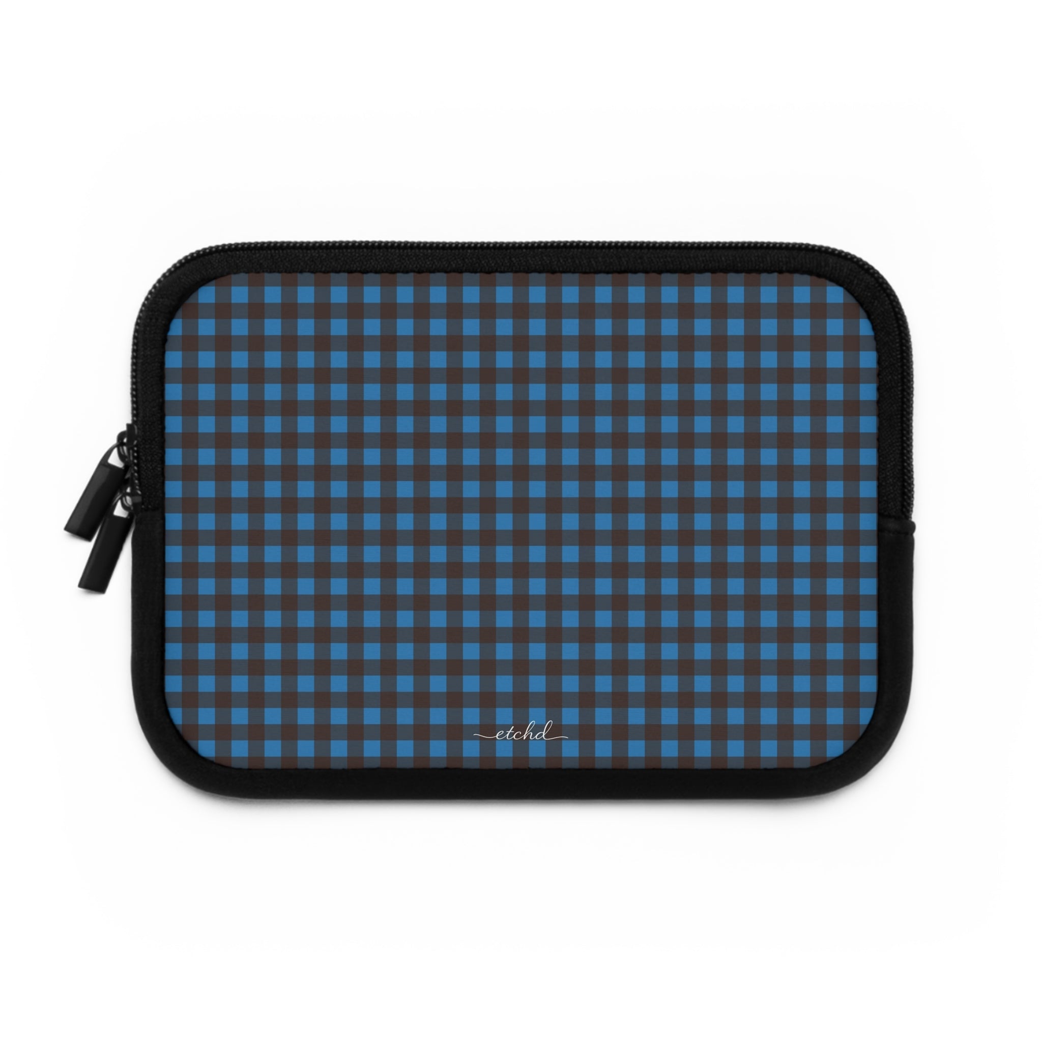 Cerulean & Espresso Gingham Laptop Sleeve by etchd, view 2
