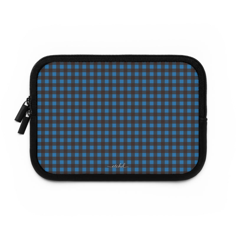 Cerulean & Espresso Gingham Laptop Sleeve by etchd, view 2