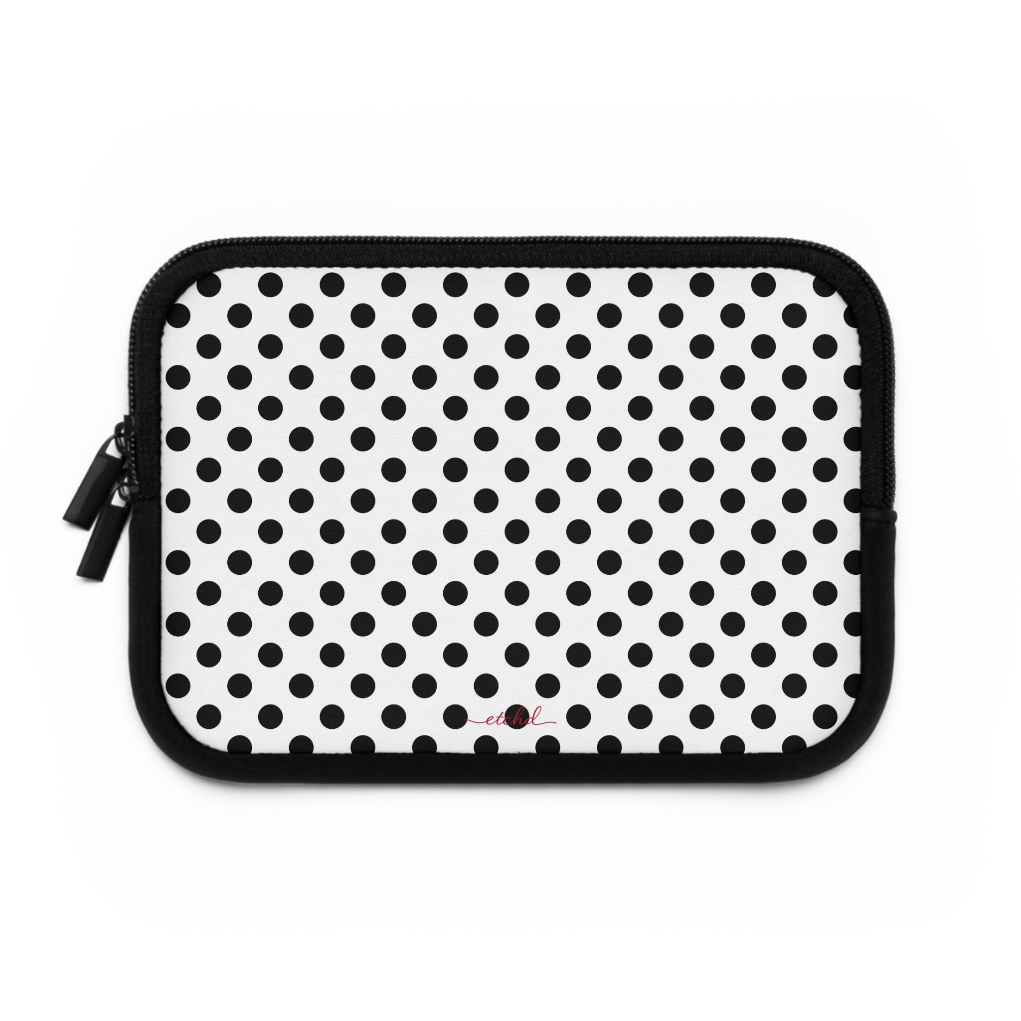 Black & White Polka Dot Laptop Sleeve by etchd, view 2