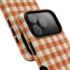 Terracotta & Cream Gingham Magnetic Phone Case by etchd, view 99