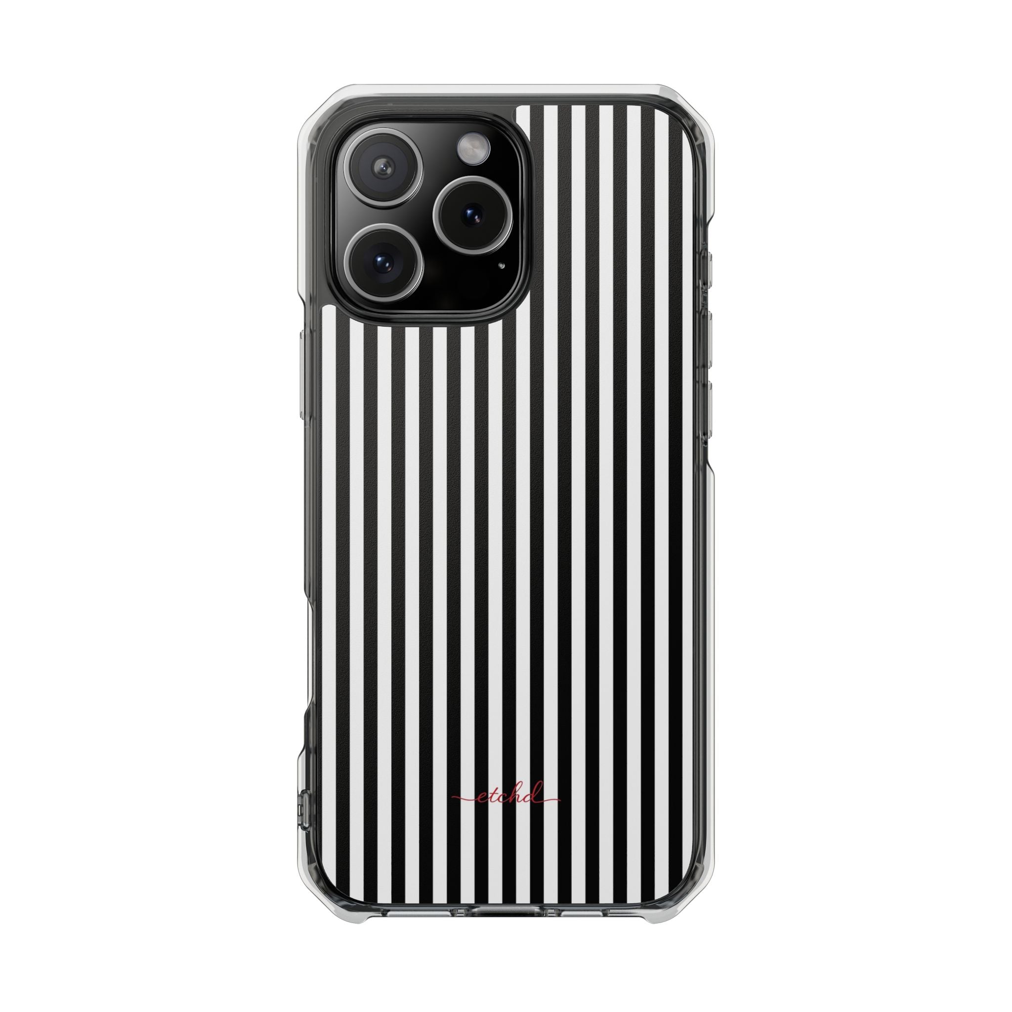 Black & White Striped Clear Magnetic Phone Case by etchd