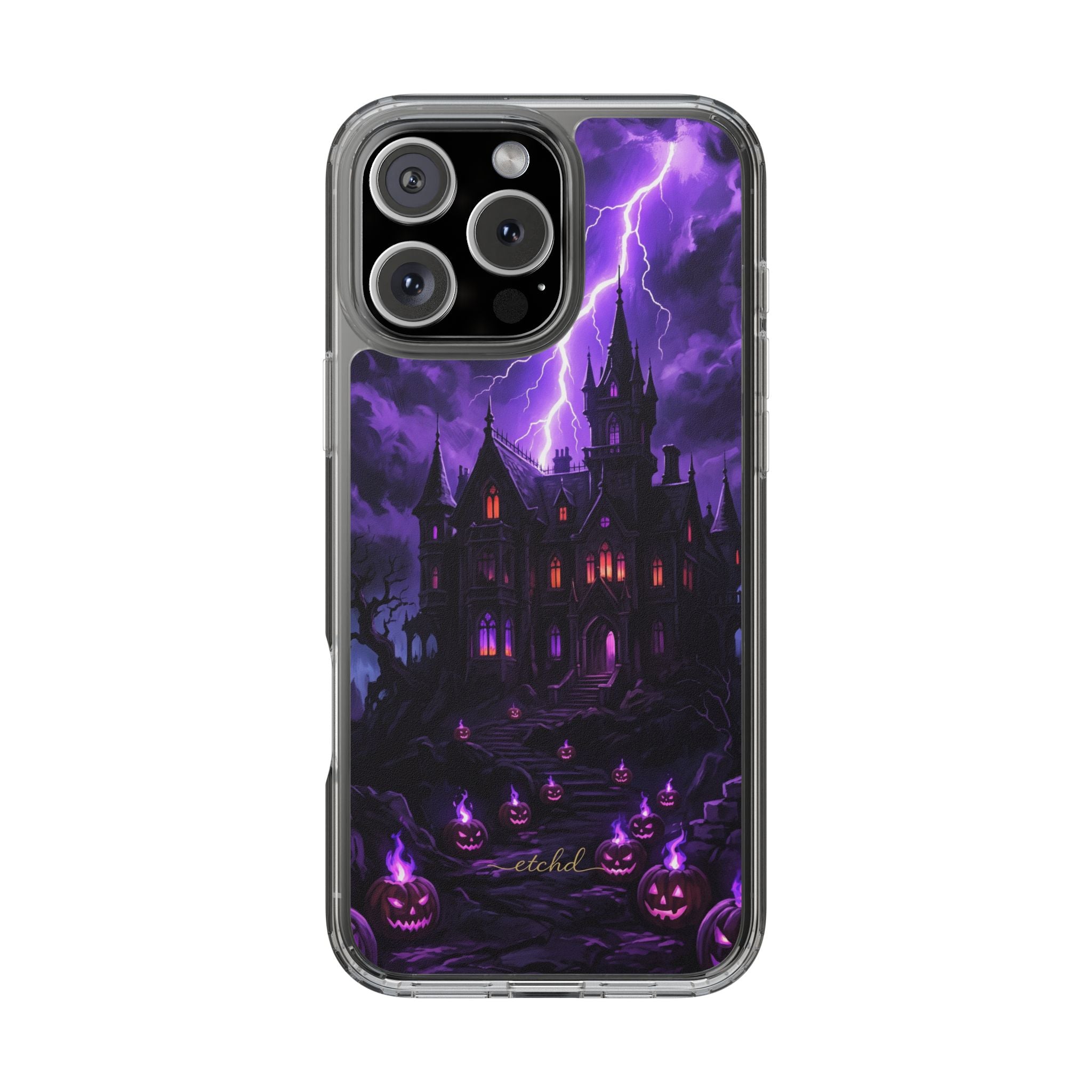 Violet Haunt Clear Phone Case by etchd