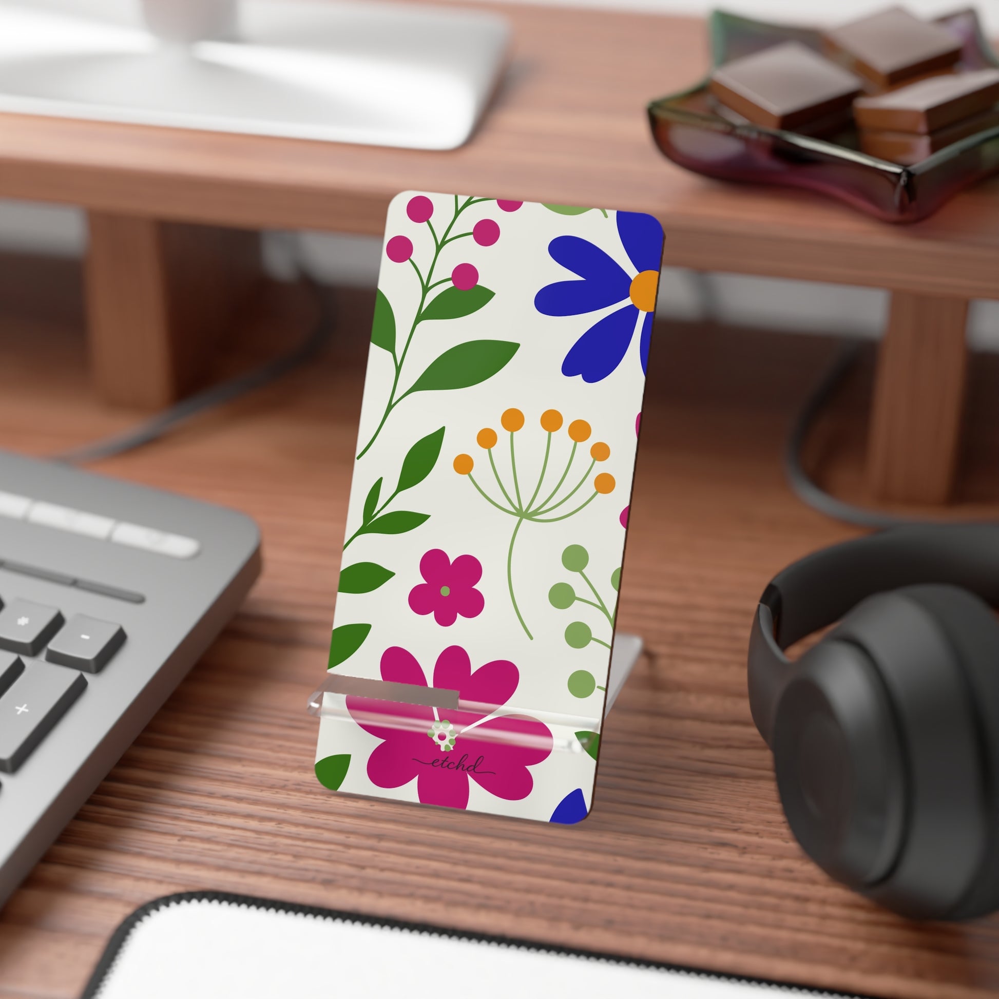Funky Floral Phone Stand by etchd, view 3
