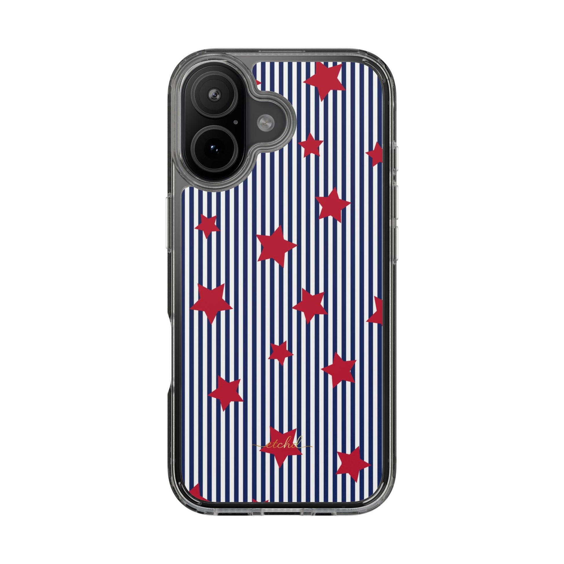 Blue Stripes & Red Stars Clear Phone Case by etchd, view 35