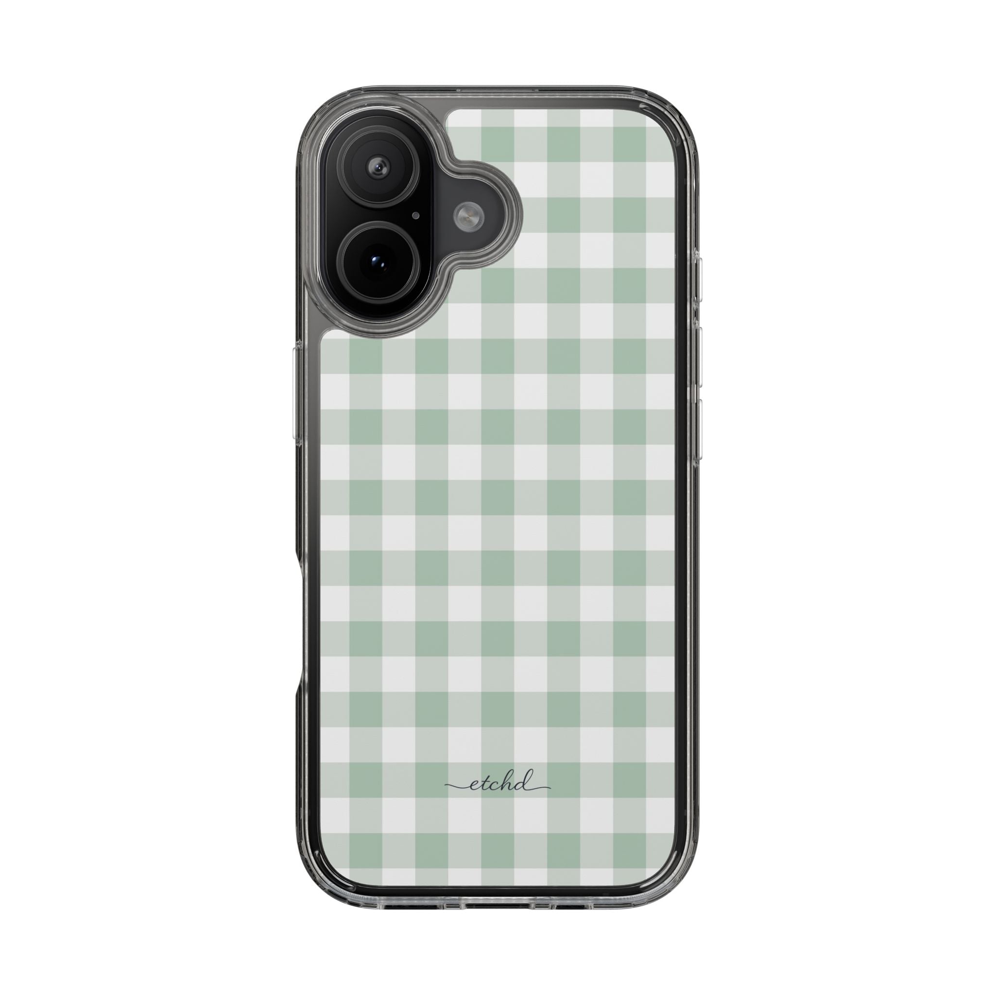 Sage & White Gingham Clear Phone Case by etchd, view 35