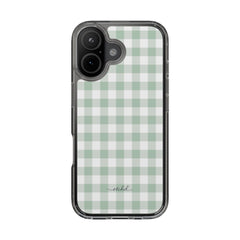 Sage & White Gingham Clear Phone Case by etchd, view 35