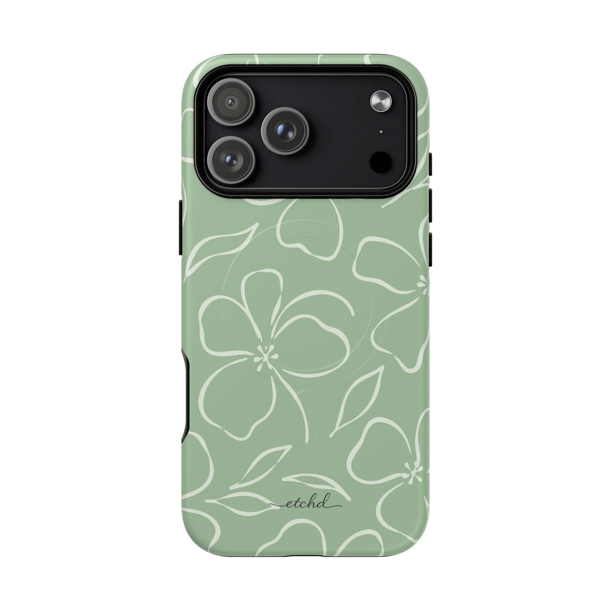 Sage & Cream Floral Magnetic Phone Case by etchd