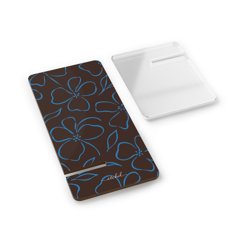 Espresso & Cerulean Floral Supporto per telefono di etchd, vista 2