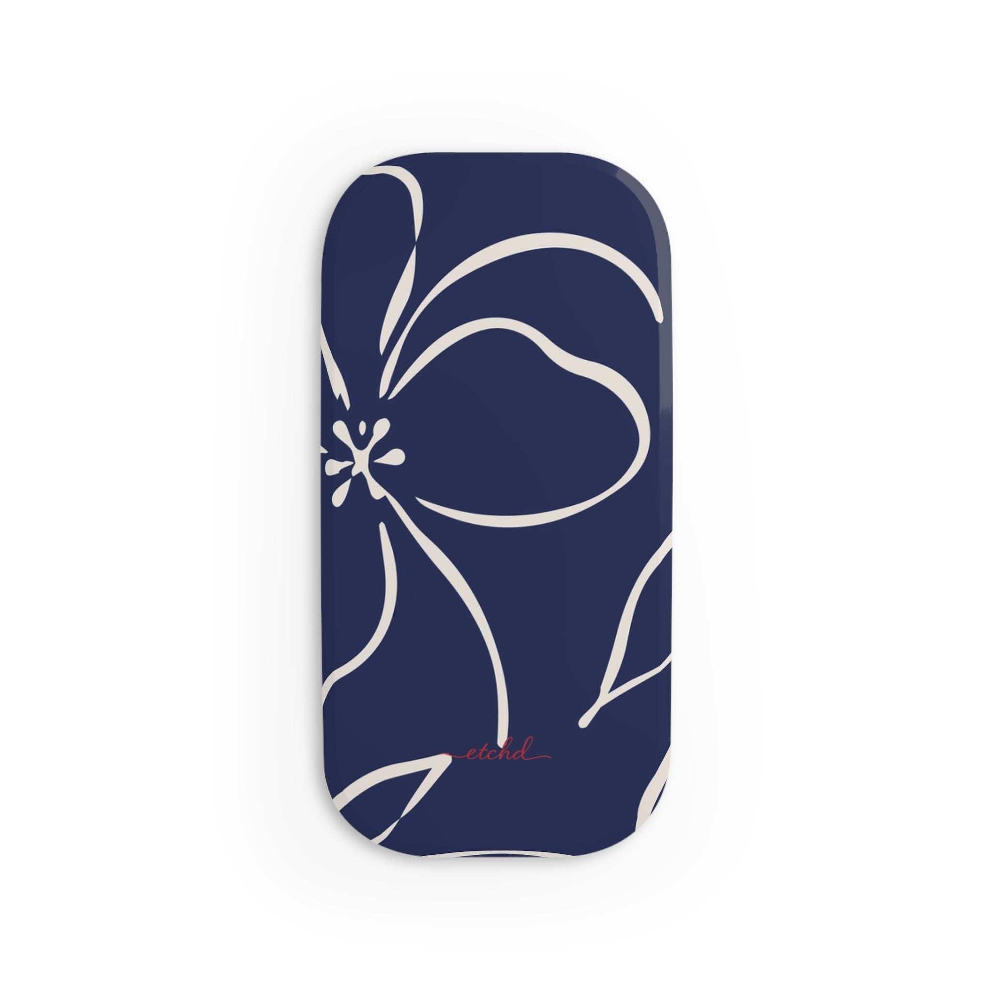 Navy & Cream Floral Anello clip per telefono di etchd, vista 2