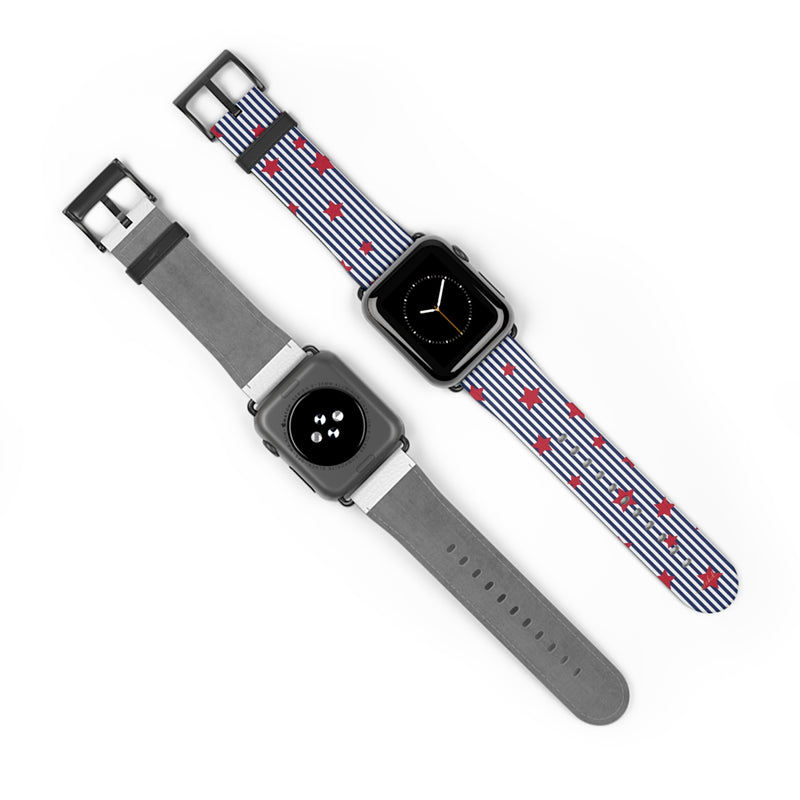 Blue Stripes & Red Stars Smartwatch Strap by etchd, view 10