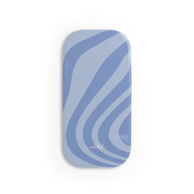 Blue Curved Lines Click-On Phone Grip by etchd