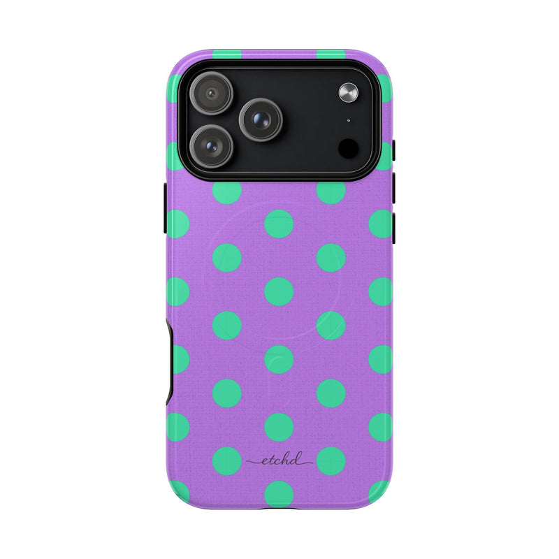 Hypermint & Lilac Polka Dot Magnetic Phone Case by etchd, view 31
