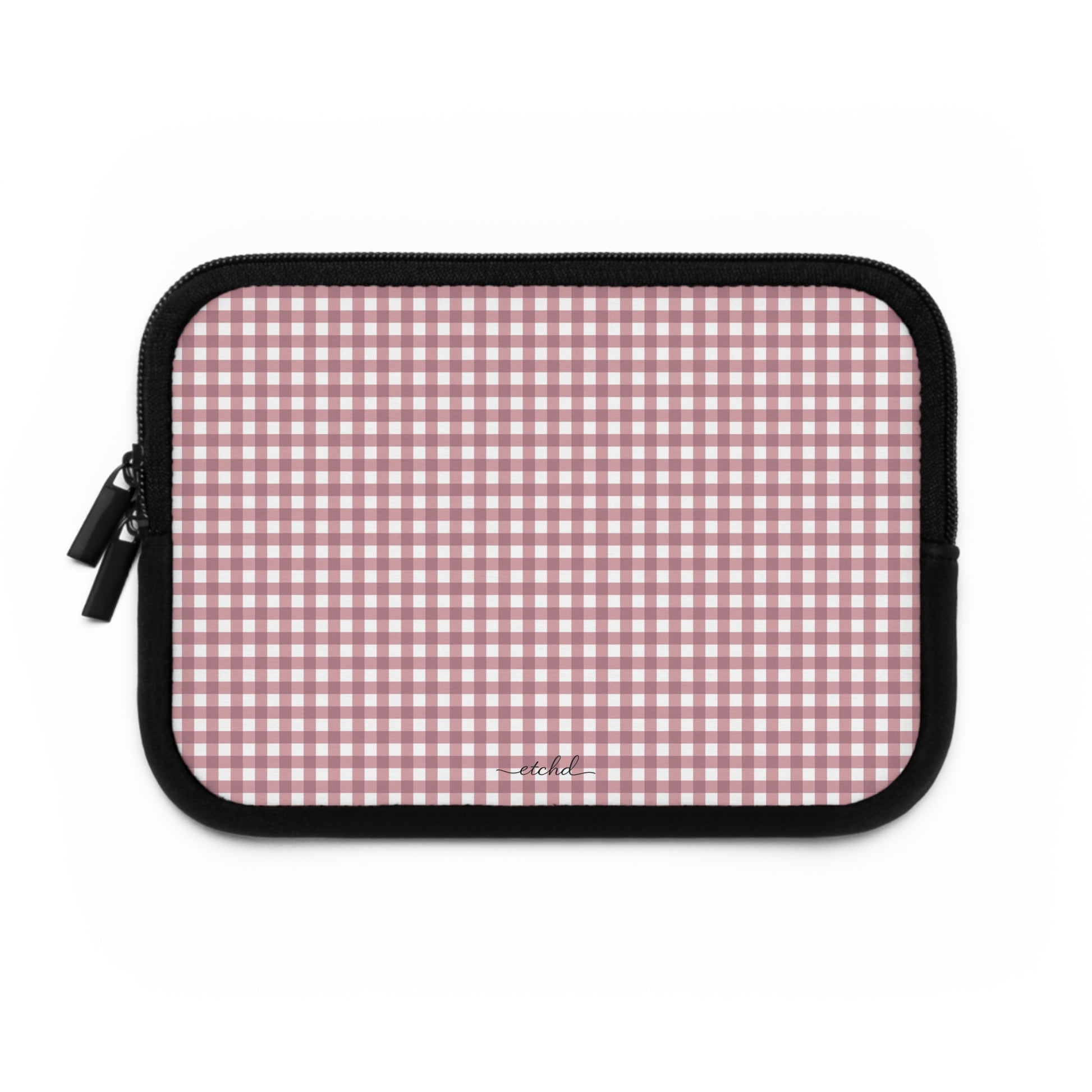 Pink Gingham Laptop Sleeve by etchd, view 2