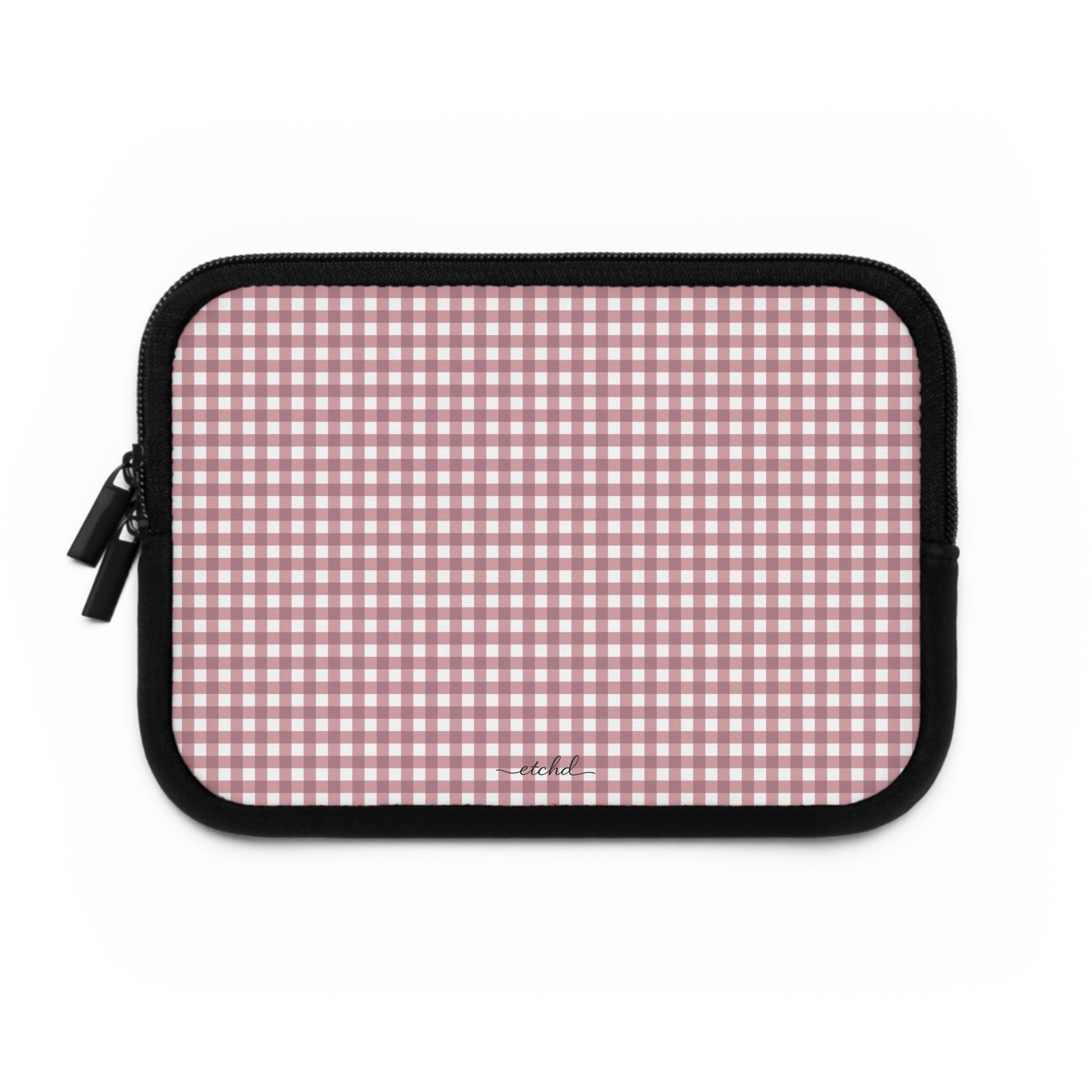 Pink Gingham Laptop Sleeve by etchd, view 2