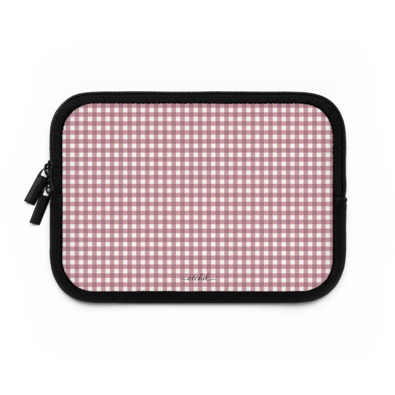 Pink Gingham Laptop Sleeve by etchd, view 2