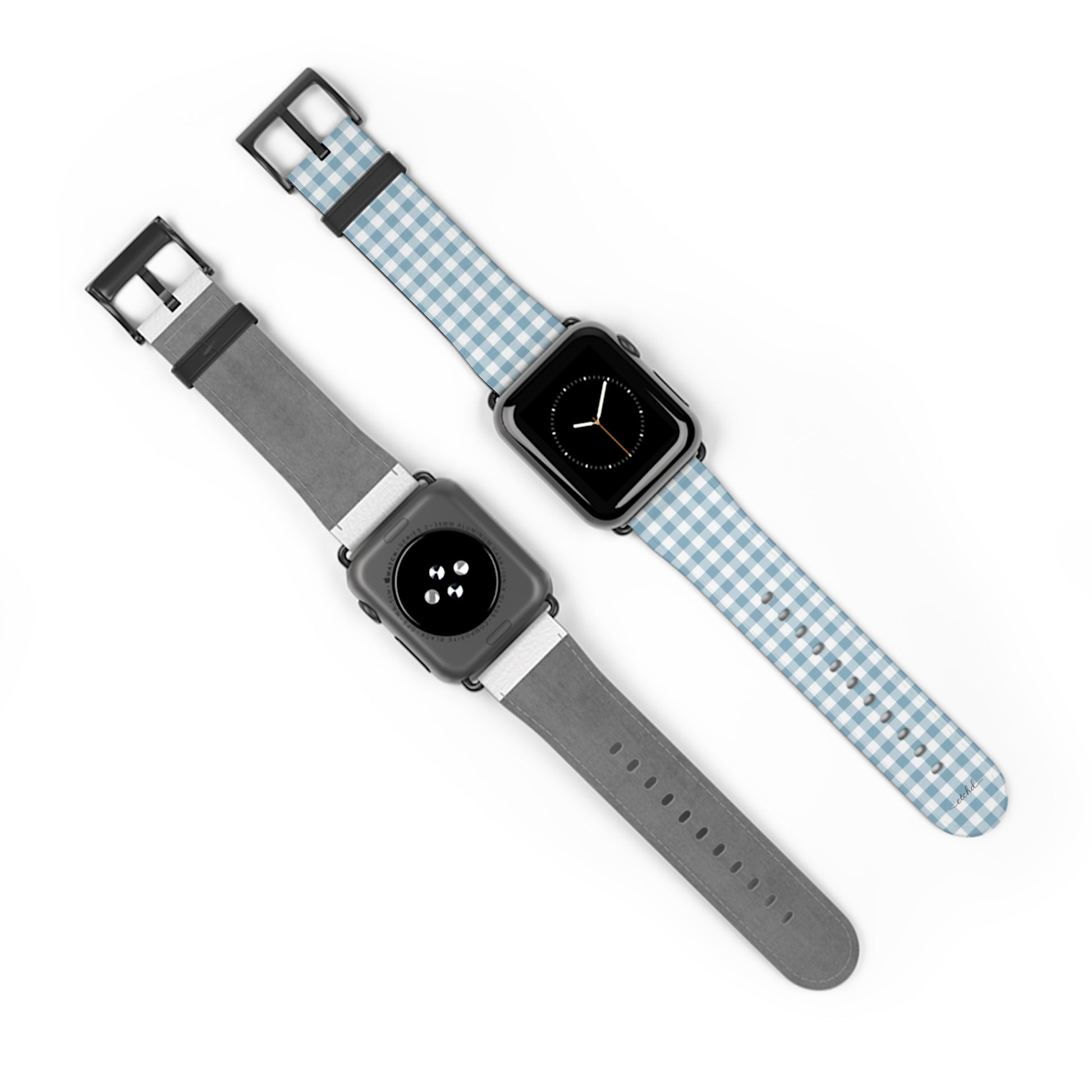 Cornflower & White Gingham Smartwatch Strap by etchd, view 10