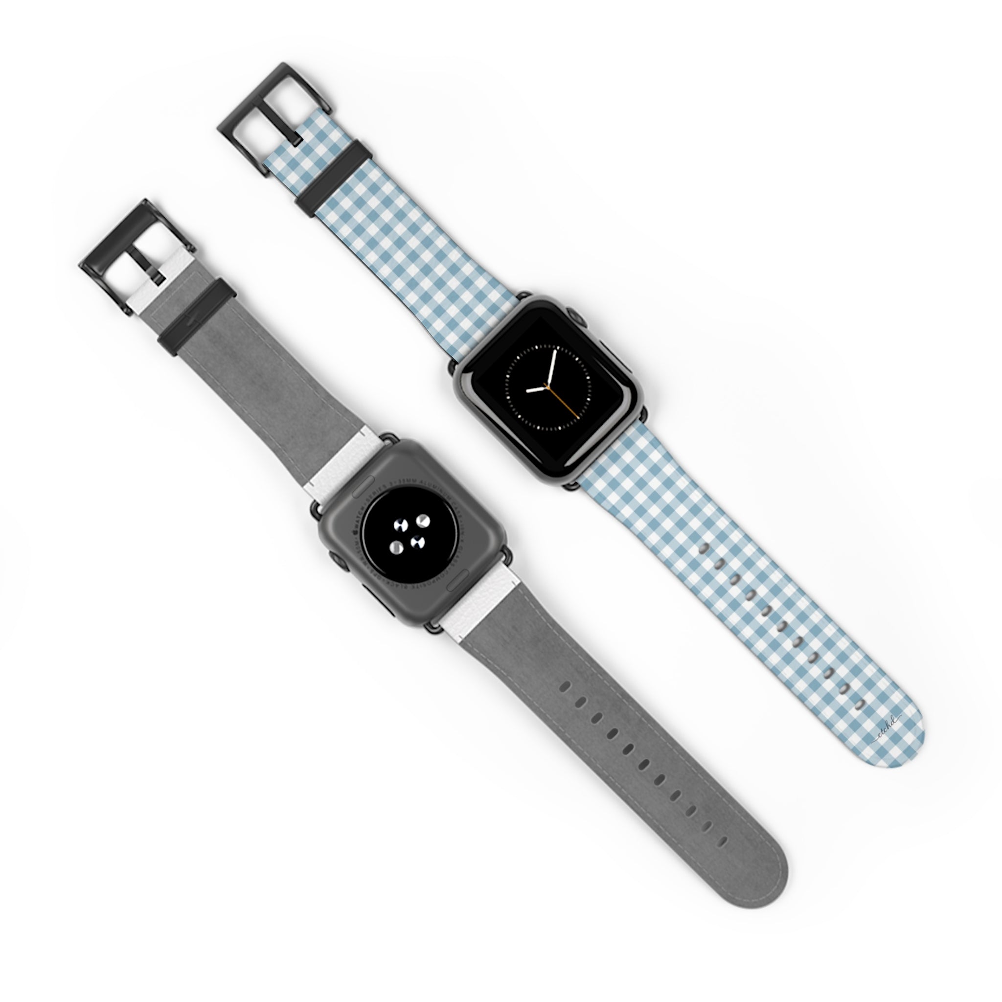 Cornflower & White Gingham Smartwatch Strap by etchd, view 10