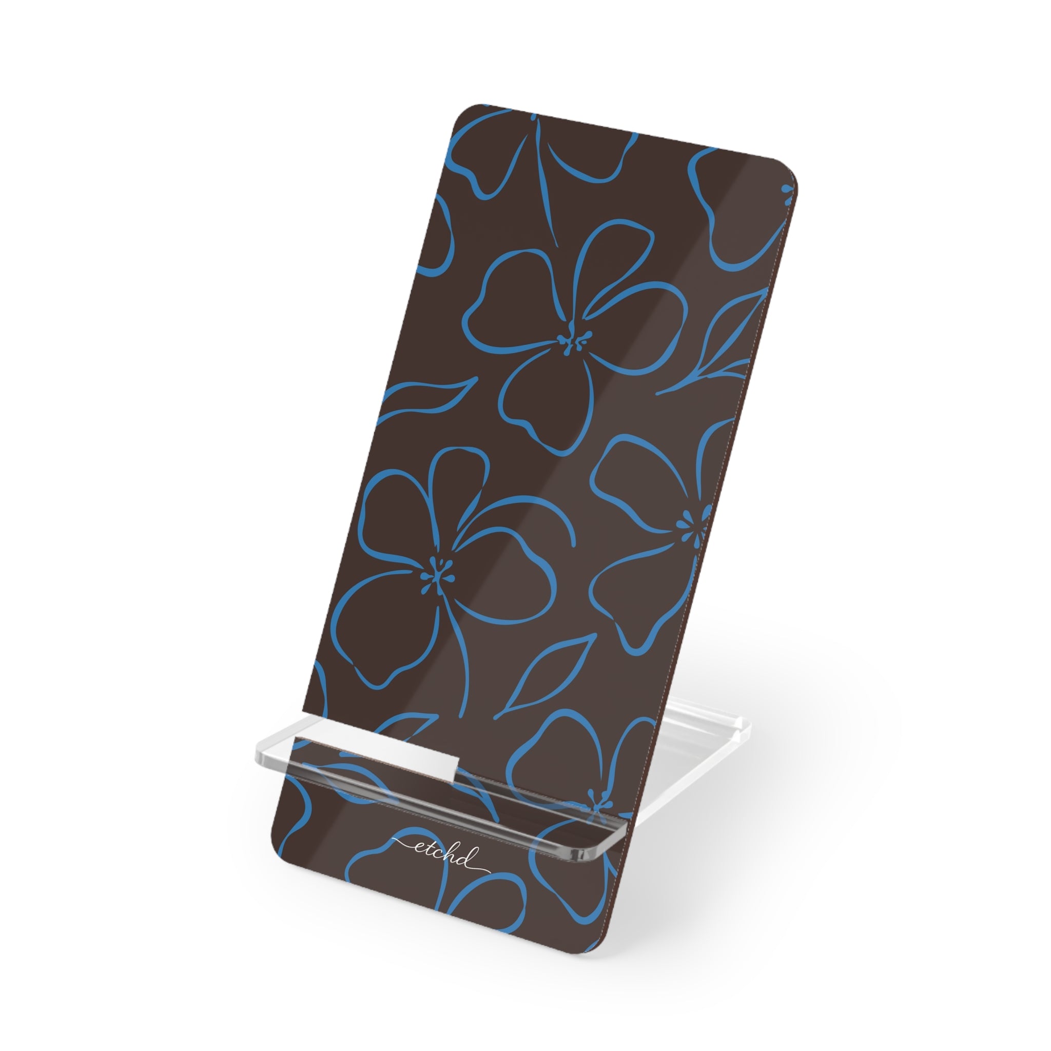 Espresso & Cerulean Floral Supporto per telefono di etchd