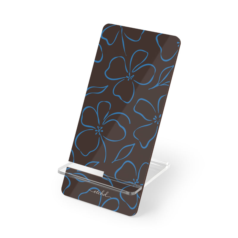 Espresso & Cerulean Floral Supporto per telefono di etchd
