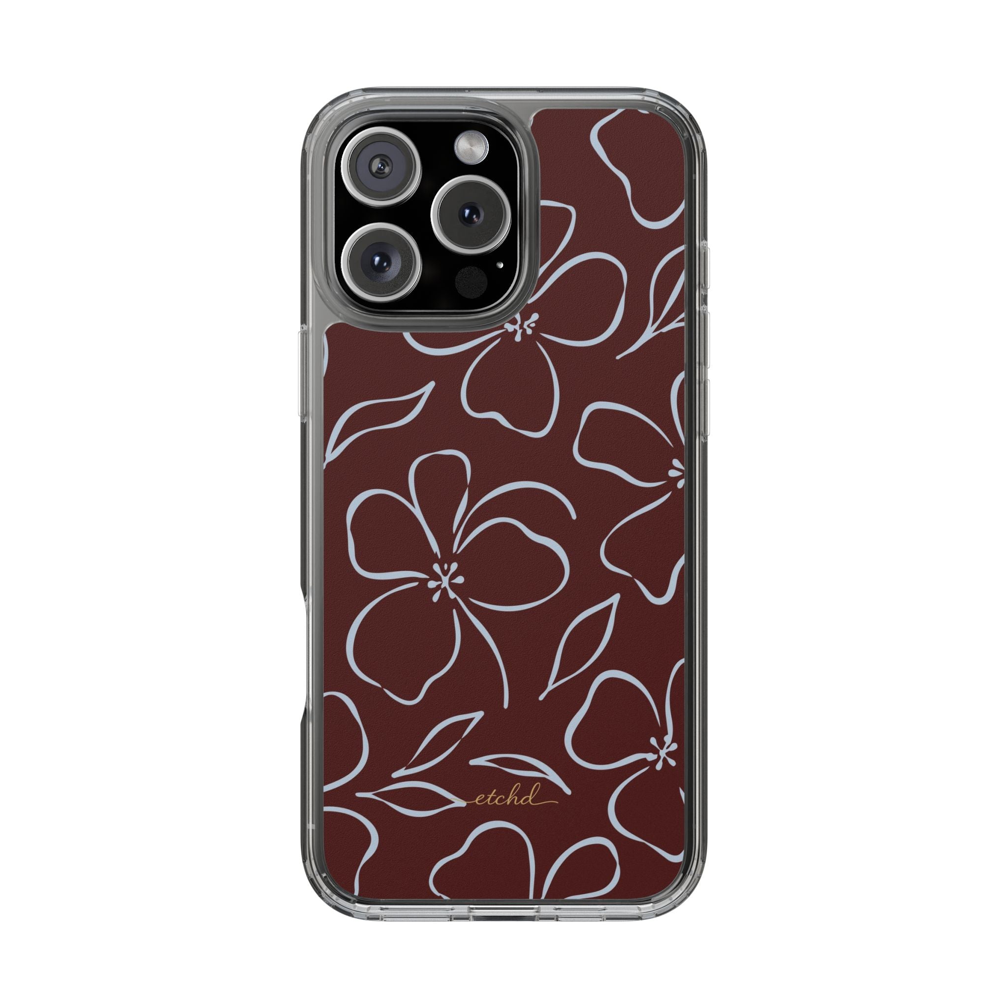 Blue & Cherry Floral Clear Phone Case by etchd