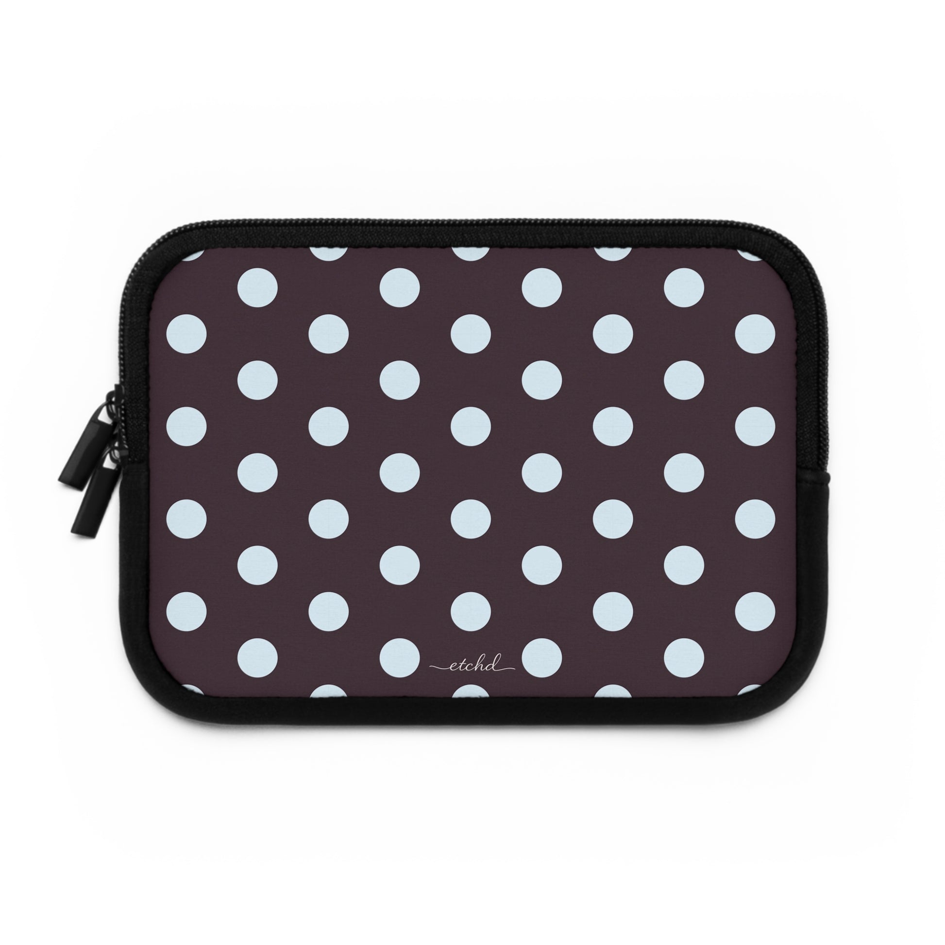 Blue And Plum Polka Dot Laptop Sleeve by etchd, view 2