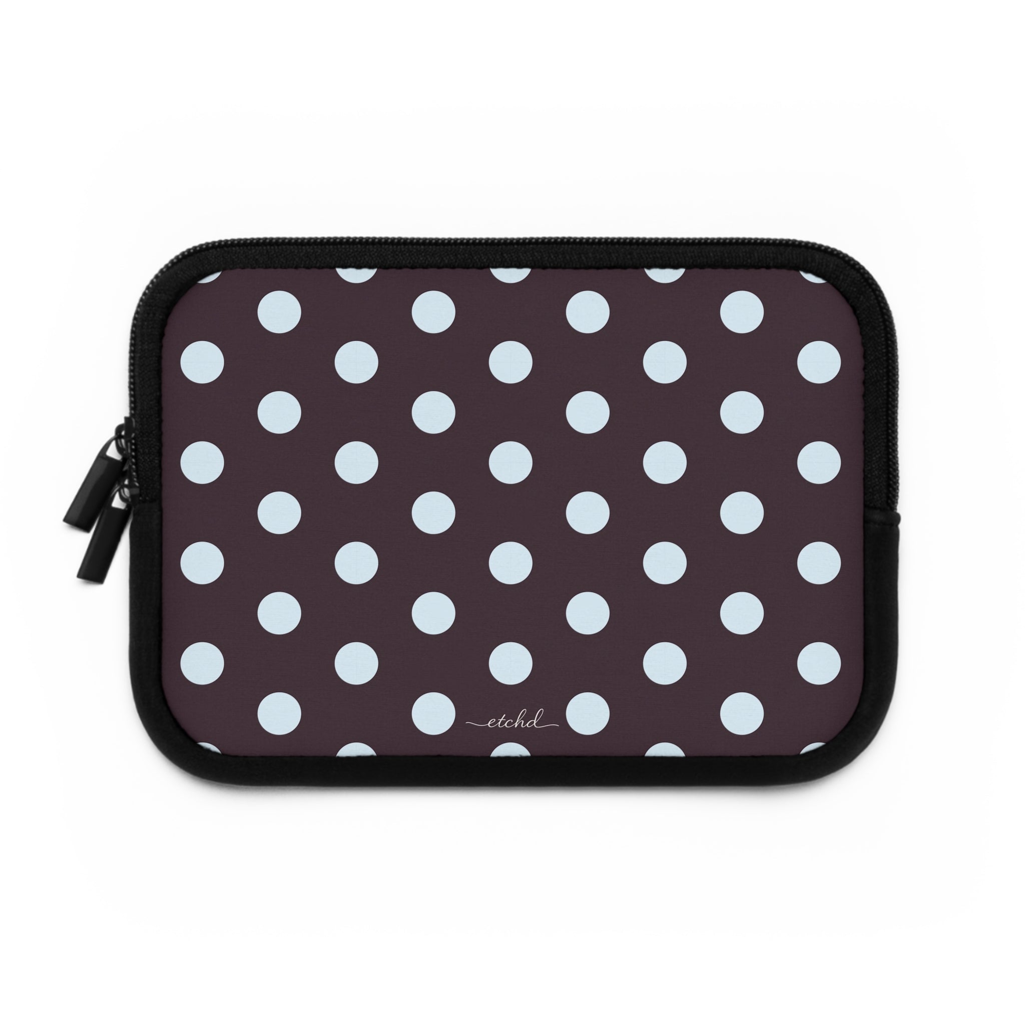 Blue And Plum Polka Dot Laptop Sleeve by etchd, view 2