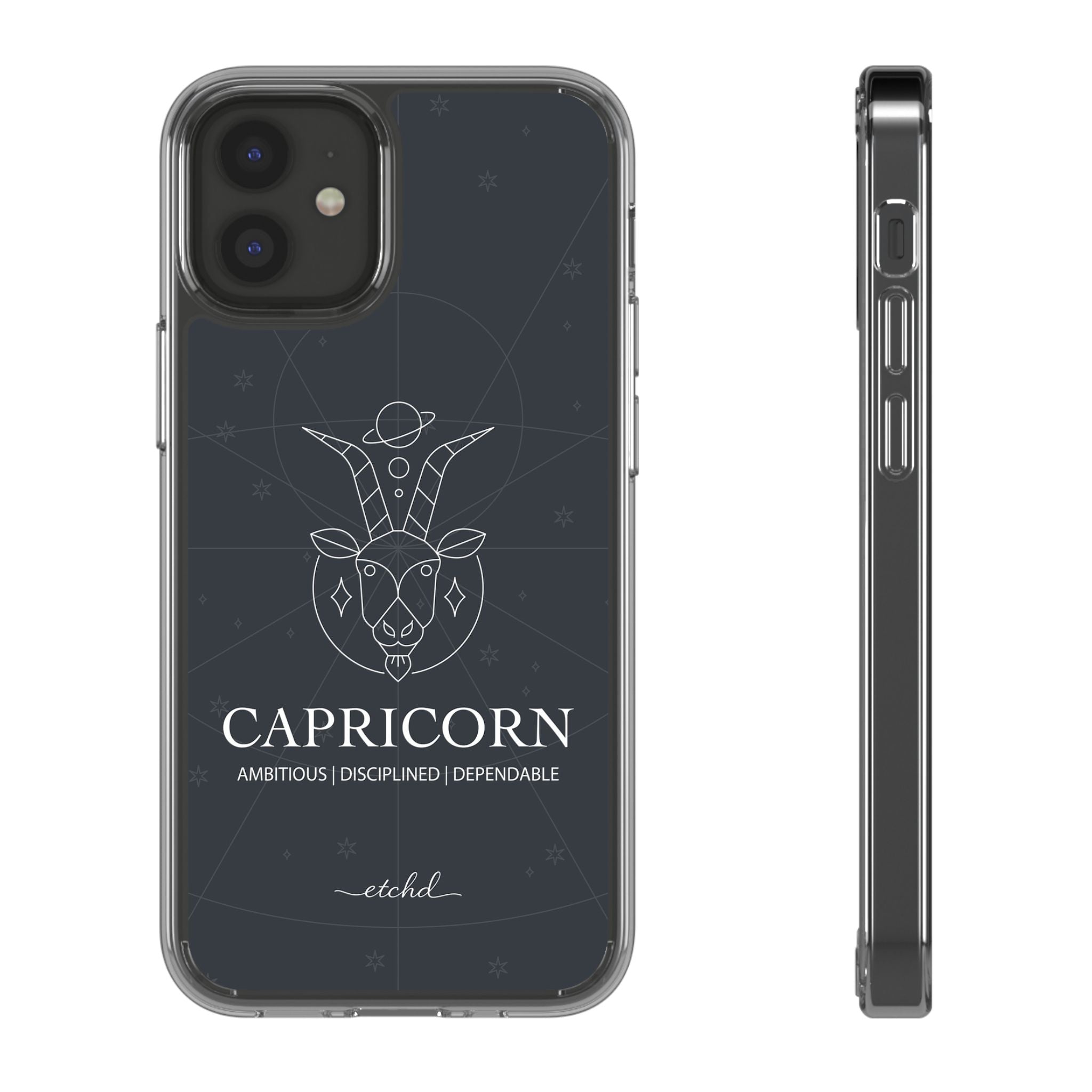 Capricorn Clear Phone Case by etchd, view 2