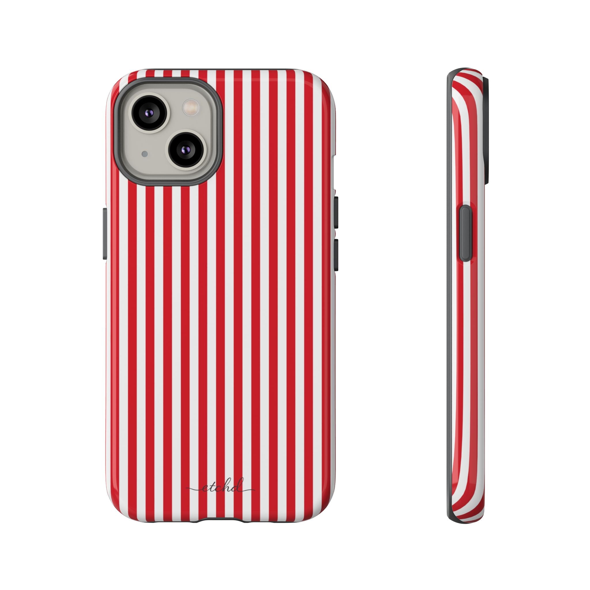Classic Red & White Striped Funda para móvil de etchd, vista 2